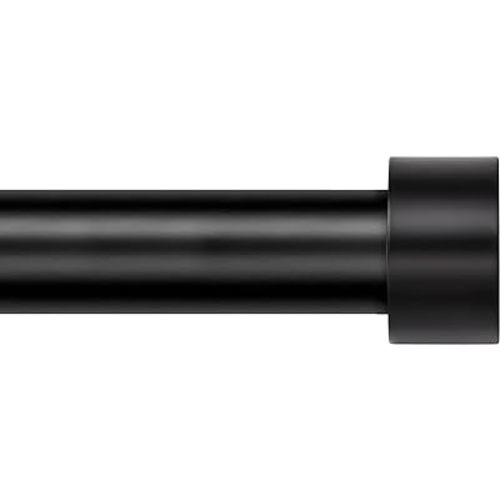 Zeerobee Curtain Rods for Windows 48 to 84, 1 Inch Black Curtain Rod Set, Heavy Duty Drapery Rods with Adjustable Curtain Rods, Outdoor Modern Curtain Rod with Simple End Caps, 32"-86", Black