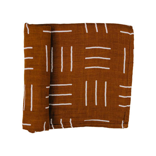 Muslin Swaddle, Cinnamon Mudcloth