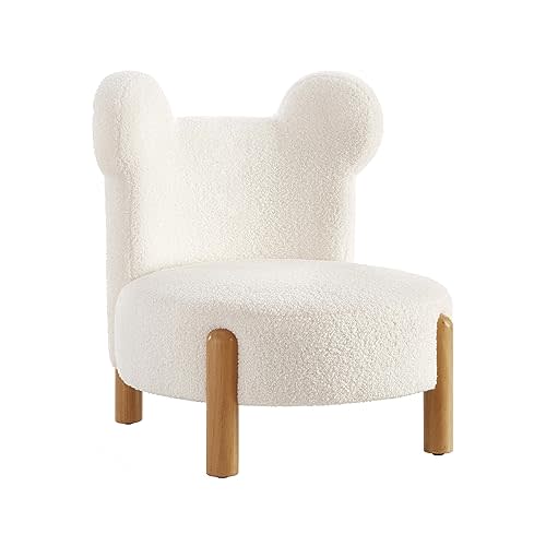 Ball & Cast Upholstered Kids Sofa Sherpa Bear Chair Armless Accent Chair, White