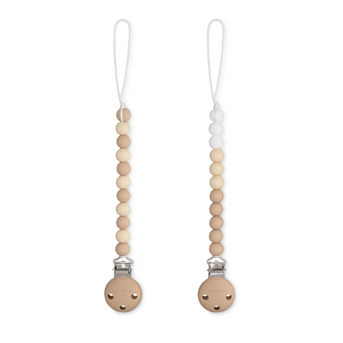 Pacifier Clips, 2 Pack - Beige, Light Beige, & White