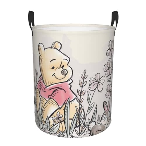 Cute Cartoon Bear Large Collapsible Waterproof Laundry Hamper with Handles Durable Oxford Laundry Basket for Laundry Room/Toys Bins/College Dorm/Nursery/Room Decor-Medium-A15