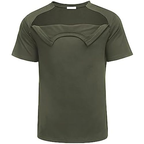 Deyeek Unisex Chemo Port Shirts Post Shoulder Surgery Recovery Shirts Tear Away Side Zippers Off Full Open Chemo Clothing