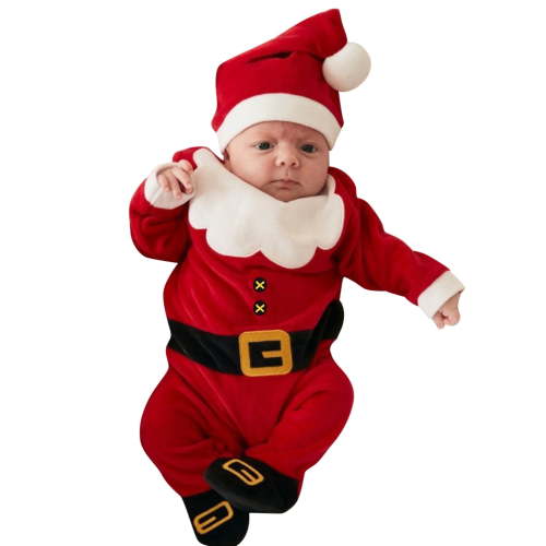 Baby Boy Romper Christmas Outfit Santa Jumpsuit Xmas Clothes Playsuit Hat Set Summer Clothes Baby Bodysuit 6-12 Months