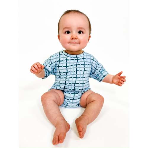 T-shirt Onesie - Blue Wavy Plaid (FINAL SALE)