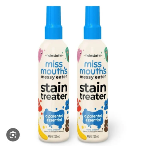 Miss Mouth's Messy Eater Stain Treater Spray - 4oz 2 Pack Stain Remover - Newborn & Baby Essentials - No Dry Cleaning Food, Grease, Coffee Off Laundry, Underwear, Fabric