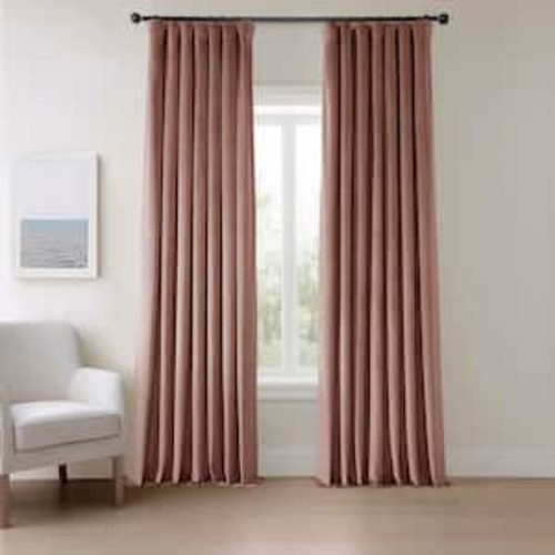 Wild Rose Velvet Rod Pocket Room Darkening Curtain - 50 in. W x 84 in. L Single Panel Window Velvet Curtain