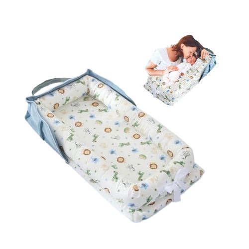 Tumbona para bebé para recién nacido, bolsa portátil para bebé Nest Co dormir para bebé en cama con correa, tumbona para recién nacido, tamaño ajustable y cremallera interior, alarga el espacio