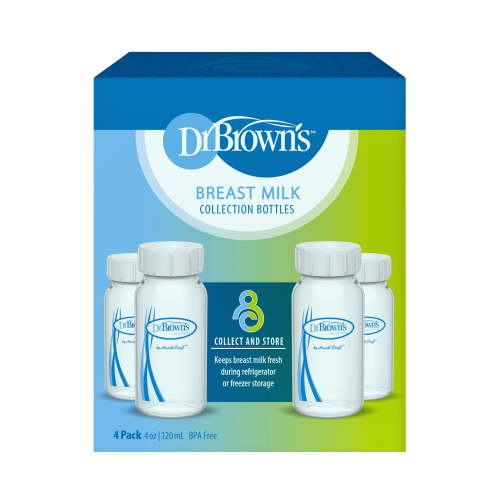 Dr. Brown's Breast Milk Collection Bottles with Storage Caps, Keeps Milk Fresh, BPA Free, 4 Pack