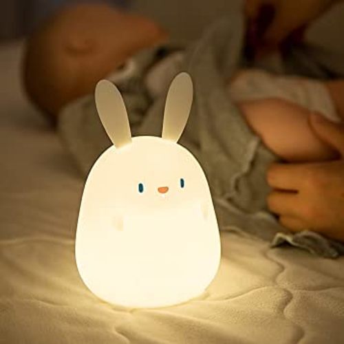 LED Cute Rabbit Night Light, Cute Silicone Bunny Lamp and Animal NightLight,LED Squishy Animal Light for Sleep,Kawaii Bedside Lamp Room,Rechargeable Bedside Touch Silicone Lamp (Rabbit)
