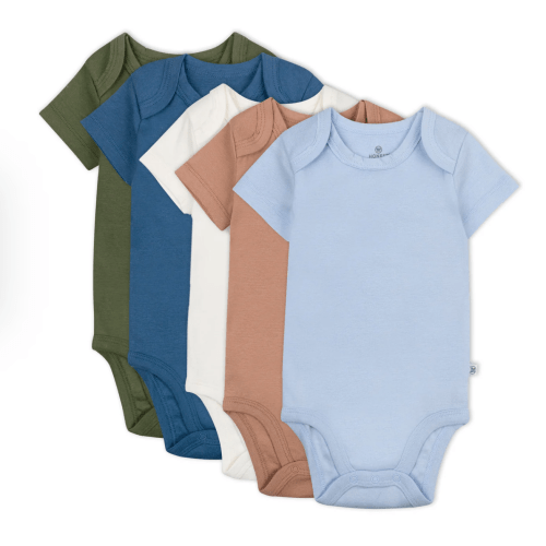 Earthy Blues 0-3 Mo 5-Pack Organic Cotton Short Sleeve Bodysuits | Honest Baby Clothing