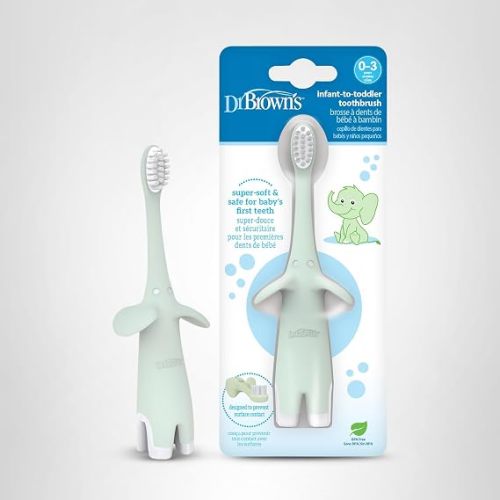 Dr. Brown's Infant-to-Toddler Toothbrush, Elephant, Mint, 0-3 Years
