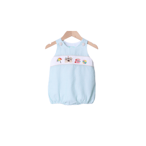Smocked Beachy Beachy Mint Seersucker Bubble
