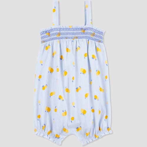 Carter's Just One You® Baby Girls' Striped Lemon Romper - Blue, Size: 6M