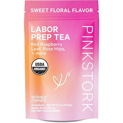 Pink Stork Labor Prep Tea - Organic Pregnancy Tea with Raspberry, Chamomile, Rosehip for Labor and Delivery