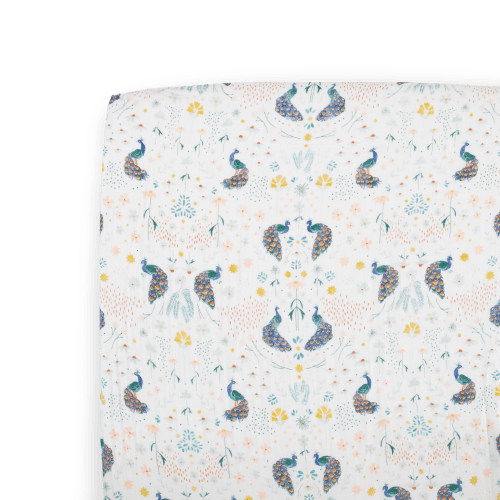 Cotton Muslin Crib Sheet - Peacock