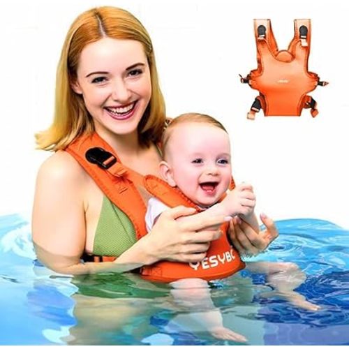Baby Carrier, Dual-Use Adjustable Baby Sling Support Infant Chest Holder with Drawstring Backpack for Newborn to Toddler 13-33 lbs Swimming Pool Beach Land (Orange)