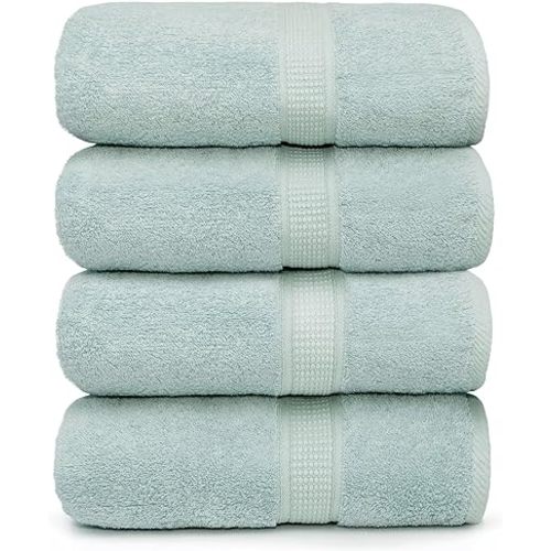 Ariv Premium Bath Towels Pack of 4, 100% Cotton, Large 30" x 52", Super Soft, Highly Absorbent, Quick Dry, Durable, Comfortable, Great Value & Quality, Perfect for Home & Bathroom - Duck Egg