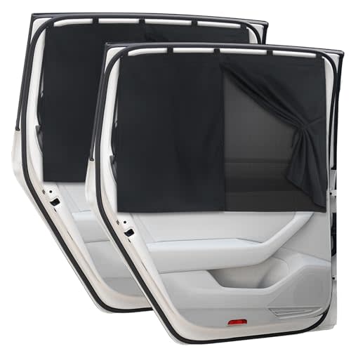Car Window Shades, 2 PCS Magnetic Double Layer Car Sun Shade for Side Windows Privacy Full Covers/Half Shade Options Back Car Window Curtains for Baby Protection