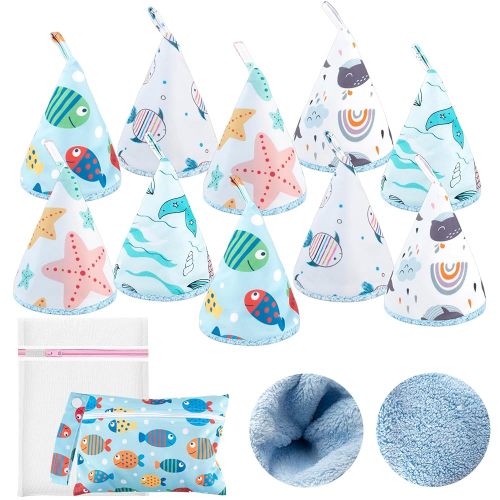 10 Pcs Coral Velvet Peepeeteepe Baby Boy with Storage Bag & Laundry Bag, Strong Water Absorption Pee Peep Teepee for Baby Boy, Reusable Pee Covers for New Parents Gift