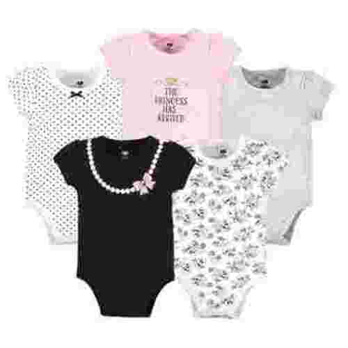 Hudson Baby Short Sleeve Bodysuits, 5-Pack, Newborn- 24 Months