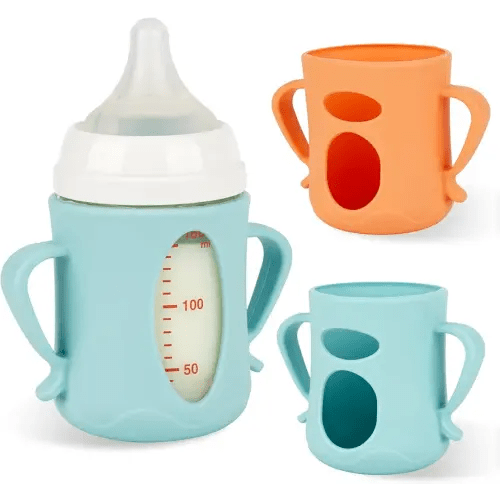 Silicone Sleeves for Pigeon Baby Bottles 5.4oz,Anti Breakage Glass Baby Bottle Holder with Handles 2 Pack