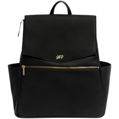 Freshly Picked Classic II Diaper Bag Backpack, Wipeable Vegan Leather Diaper Bag With Changing Pad, Convertible (Ebony V2)