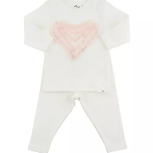 Girls' Ruffle Heart Fleck Tulle Applique 2-Piece Set - Baby