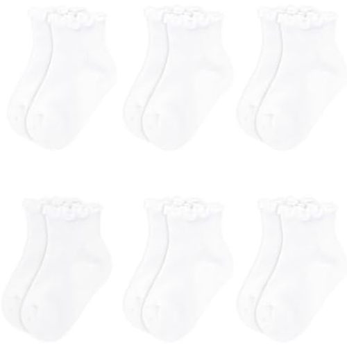 Baby Girls Ruffle Socks Toddler Girls Frilly Dress Crew Socks for 6-12 Months 1-3 Years 3-5 Years 6 Pack