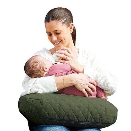 Boppy Nursing Pillow - Ergonomic Bottle & Breastfeeding Pillow with High, Firm, Large Area, Water-Repellent Cushion with Washable Cover; Baby Safety Alliance Verified - Quilted Moss
