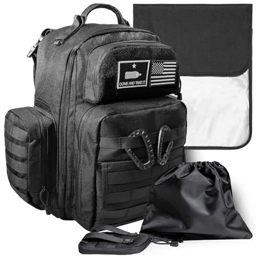 Tridee Dad Diaper Bag - Molle-Style, Waterproof 900D Polyester, Long Straps, Diaper Pouch, Wipes Dispenser, Insulated Pockets