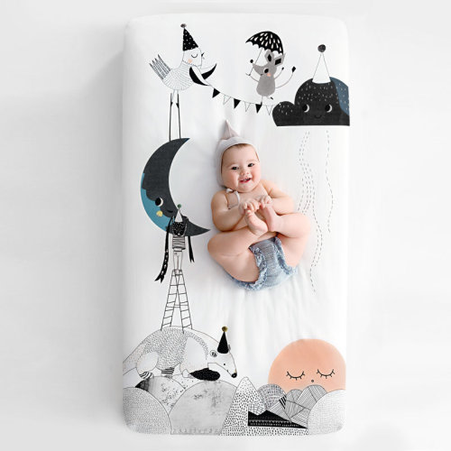 Rookie Humans The Moon’s Birthday 100% Cotton Fitted Crib Sheet | Wayfair