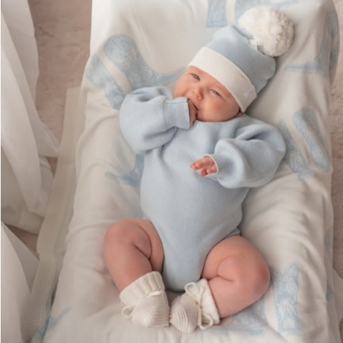 Flat Knit Romper | Sky Blue