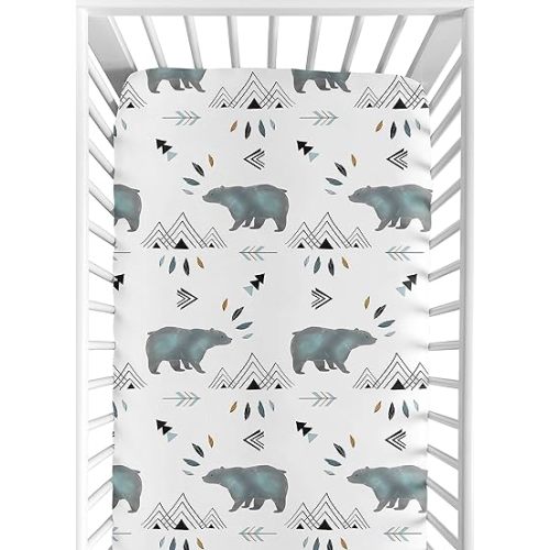 Baby or Toddler Fitted Crib Sheet for Bear Mountain Watercolor Collection by Sweet Jojo Designs