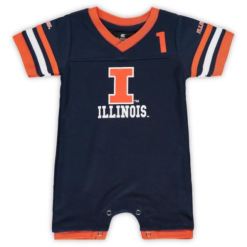 Illinois Fighting Illini Colosseum Newborn & Infant Bumpo Football Logo Romper - Navy