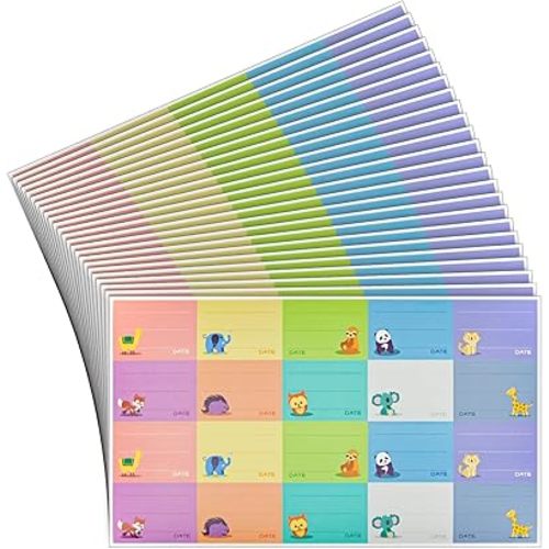 500-Pack Self-Adhesive Baby Bottle Labels for Daycare, Writable Stickers for Baby Food, Breastmilk, 10 Animal Designs (1.5x1 in)