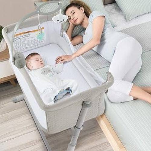 RONBEI Baby Bassinet, Bedside Sleeper Cribs,Baby Bed to Bed, Adjustable, Portable for Newborn, Infant/Baby Boy/Baby Girl