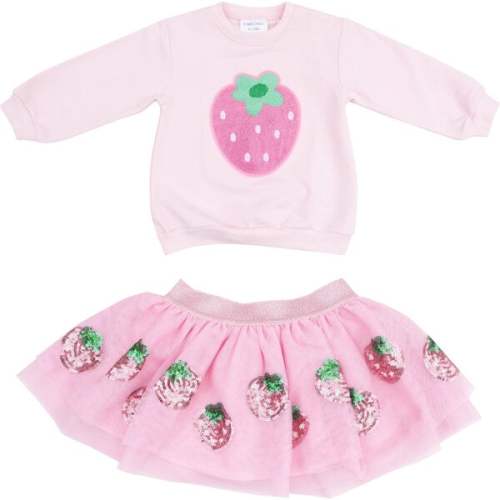 Strawberry Puffy Oversized Sweatshirt & Tutu Skirt, Pink - Angel Dear | Maisonette