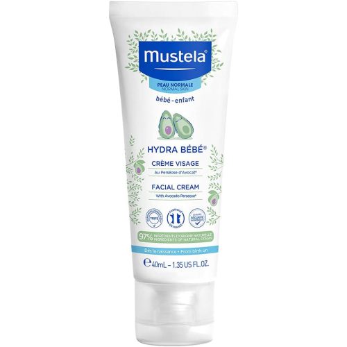 Mustela Hydra Bebe Face Cream – Daily Baby Moisturizer with Natural Avocado, Jojoba Oil & Shea Butter - 1.35 fl. oz. - Packaging may vary