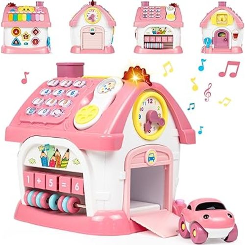 Marstone Toddler Toys for 1 2 Year Old Girl Gifts, First 1st Birthday Gifts for Girls and Boys, 8-in-1 Musical Learning House Montessori Baby Toys 6-12 12-18 Months, Educational Kid Toys for Ages 0-2