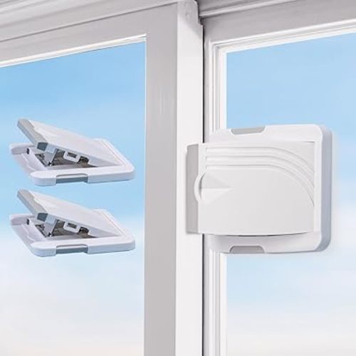 2 Pack Sliding Door Lock - Child Proof Lock for Sliding Door, Easy to Install Sliding Window Lock - Strong Adhesive Sliding Door Security Lock, Versatile Window Locks & Sliding Door Lock