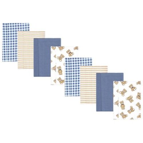 Hudson Baby Boys And Girls Cotton Poly Flannel Burp Cloths 8-pack, Gentleman Bear, One Size