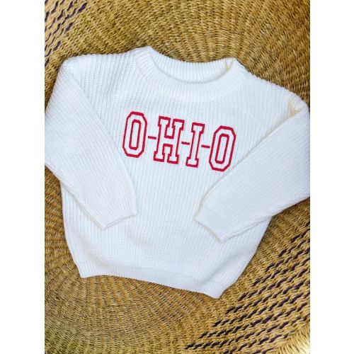 Baby/toddler Ohio State Buckeyes Embroidered Sweater the Ohio State University Football Sweater Childrens Buckeyes Embroidered Pullover - Etsy