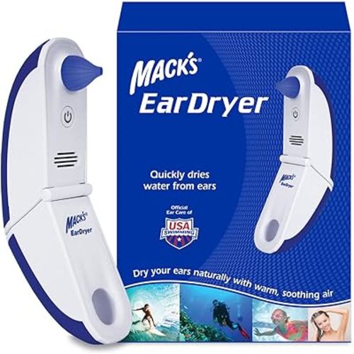 Mack's Ear Dryer - Soothing Electronic Warm Air Ear Dryer for Swimming, Showering, Water Sports, Surfing, Scuba and Hearing Aid Use