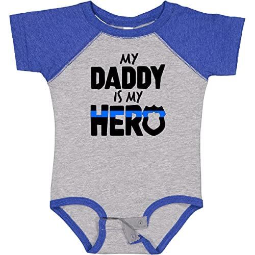 inktastic My Daddy Is My Hero Police Officer Family Baby Bodysuit