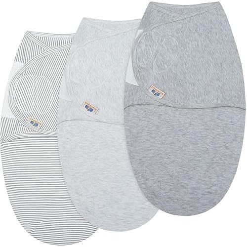 BlueSnail Ultra Soft Newborn Essentials Easy Wrap Swaddle Blankets, Adjustable Baby Cotton Swaddle Wrap (Heather Grey)