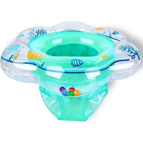 Baby Pool Float with Double Airbag Safety Seat for Toddler & Infant 6-12 Months, Inflatable Infant Pool Float for Swim Training, Bathtub Water Play