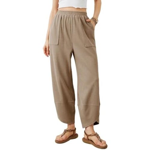 Xiaoxuemeng Womens Baggy Wide Leg Pants Casual Elastic Waisted Palazzo Harem Pants with Pockets