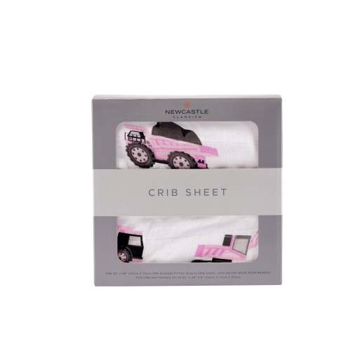 Pink Digger Bamboo Crib Sheet