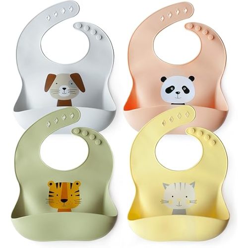 Silicone Baby Bibs - 4 Pack