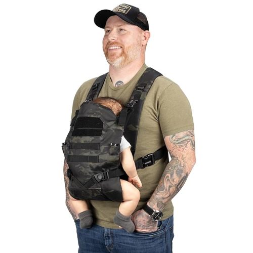 Tactical Baby Gear Tactical Baby Carrier for Dads – Ergonomic, Hip Healthy & Comfortable for Infants and Toddlers (8–33 lbs) (Black Camo)